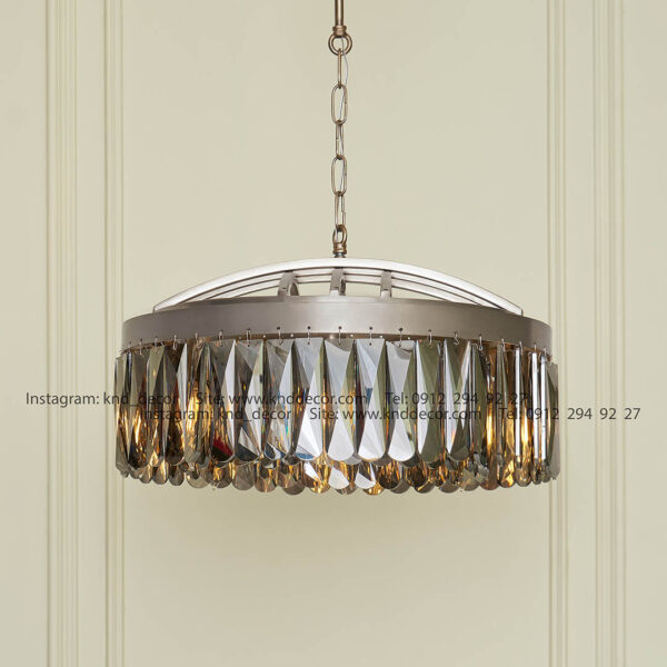 لوستر 2091 كروم 50 سانت با كريستال دودي قاشقي 120 mm