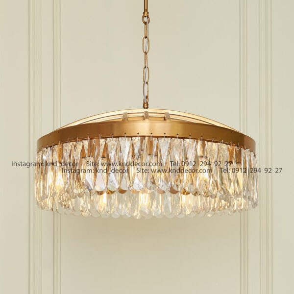 لوستر 2091 سانتيك 60 سانت با كريستال شفاف قاشقي 120 mm