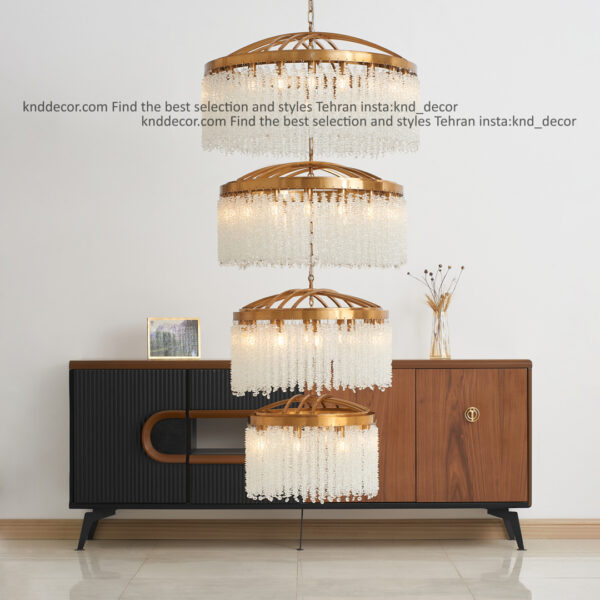 لوستر 2091 سانتيك 4 طبقه با كريستال ريسه اي سايز بندي