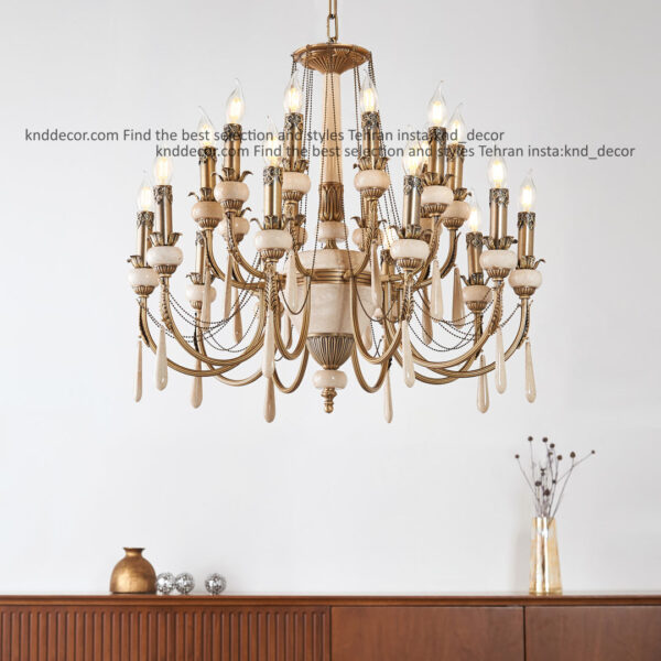 لوستر ليانا دوبل آنتيك سنگ كرم آويز سنگ 10