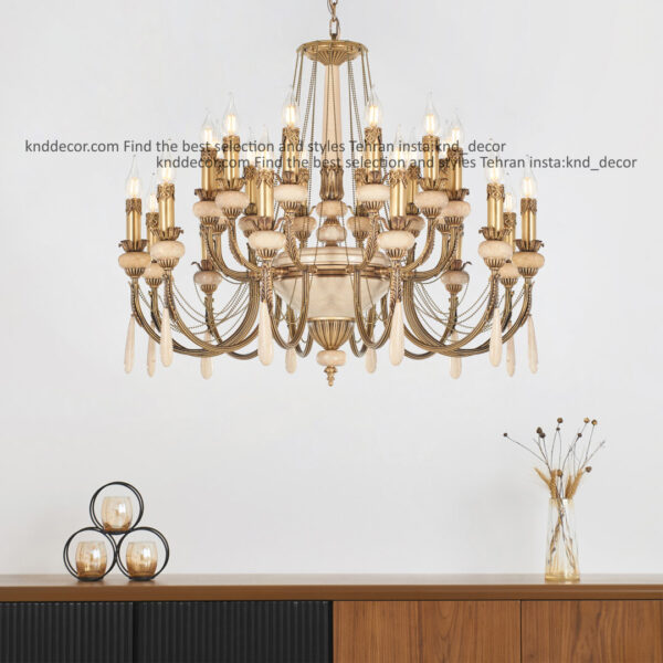 لوستر ليانا دوبل آنتيك سنگ كرم آويز سنگ 12