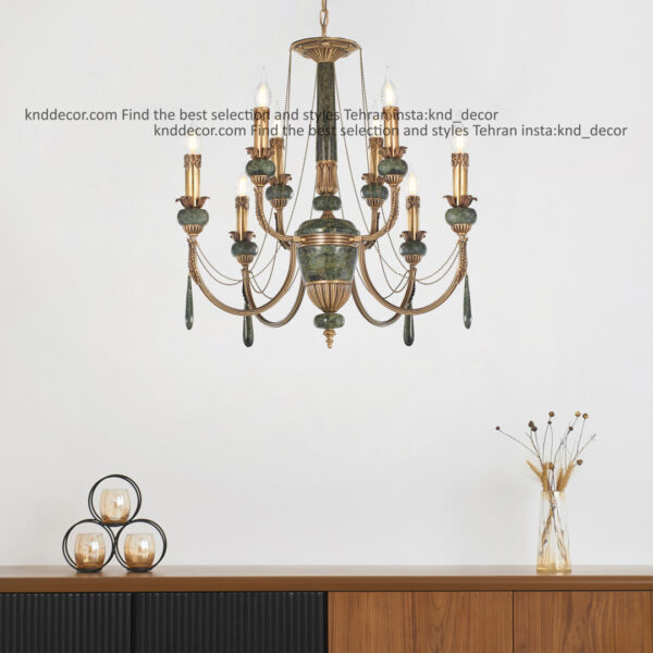 لوستر ليانا دوبل آنتيك سنگ سبز آويز سنگ 4