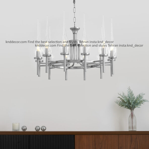 لوستر 1021 كروم 12 با حباب 310 شياردار سفید