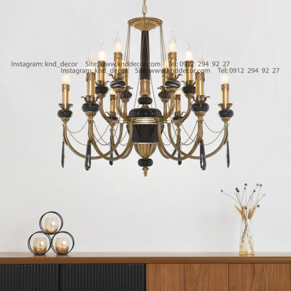 لوستر ليانا دوبل آنتيك سنگ مشكي آويز سنگ 6