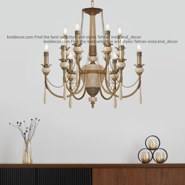 لوستر ليانا دوبل آنتيك سنگ كرم آويز سنگ 6