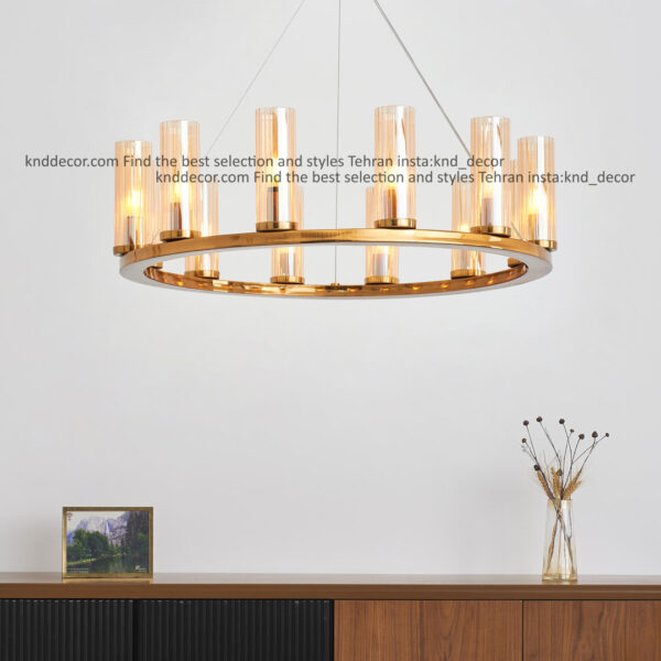 لوستر 1041 سانتيك 12 با حباب قطر 6 شياردار عسلی