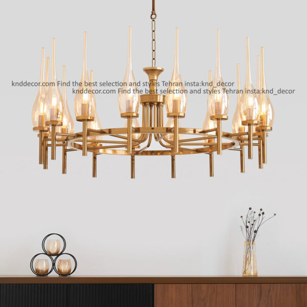 لوستر 1021 سانتيك 16 با حباب 310 شياردار عسلی