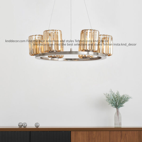 لوستر 1041 كروم 6 با شيد كريستالي كاردي 15 سانت برنزي