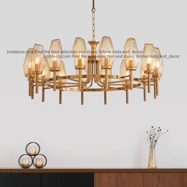 لوستر 1021 سانتيك 16 با حباب 120 عسلی