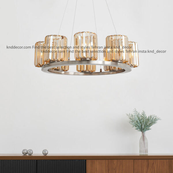 لوستر 1041 كروم 8 با شيد كريستالي كاردي 15 سانت برنزي