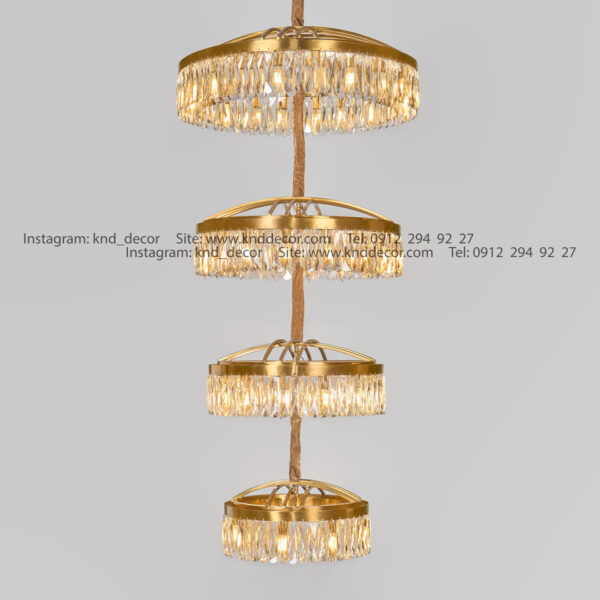 لوستر 2091 سانتيك 4 طبقه با كريستال شفاف قاشقي 120 mm