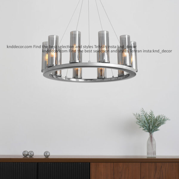 لوستر 1041 كروم 10 با حباب قطر 6 شياردار دودی