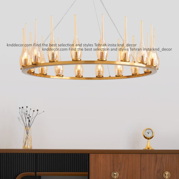 لوستر 1041 سانتيك 18 با حباب 310 عسلی