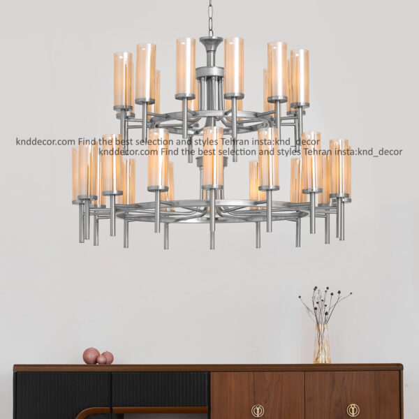 لوستر 1021 كروم 28 با حباب قطر 6 دوگلس عسلی