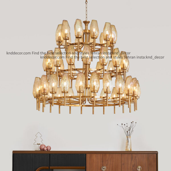 لوستر 1021 سانتيك 52 با حباب 120 عسلی