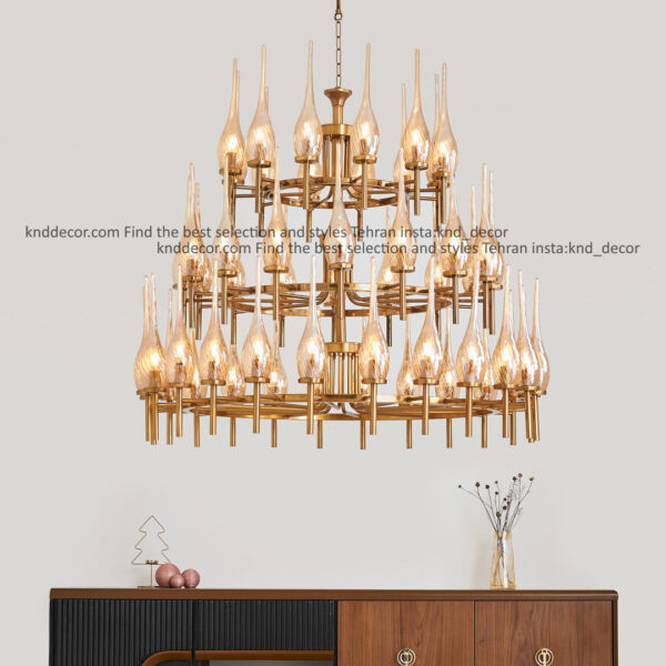 لوستر 1021 سانتيك 52 با حباب 310 شياردار عسلی