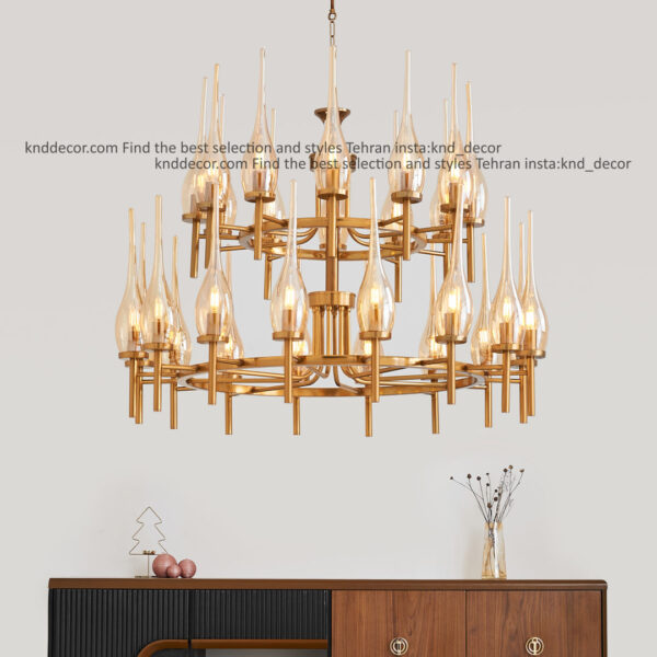 لوستر 1021 سانتيك 28 با حباب 310 شياردار عسلی