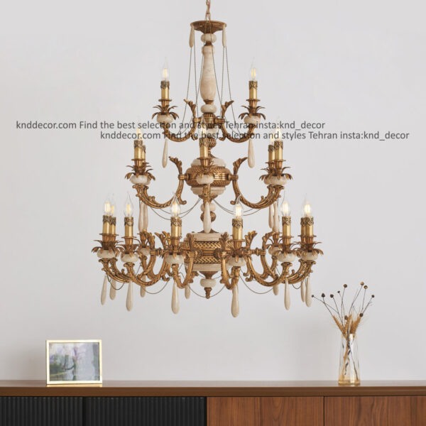 لوستر جار آنتيك سنگ كرم زنبق غنچه آويز سنگ 21