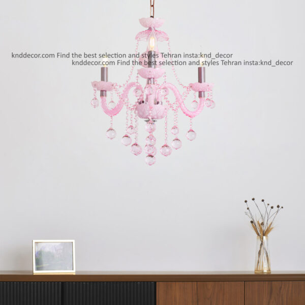 لوستر والتر صورتي 22 سانت 2 جفت 3 شاخه 2P