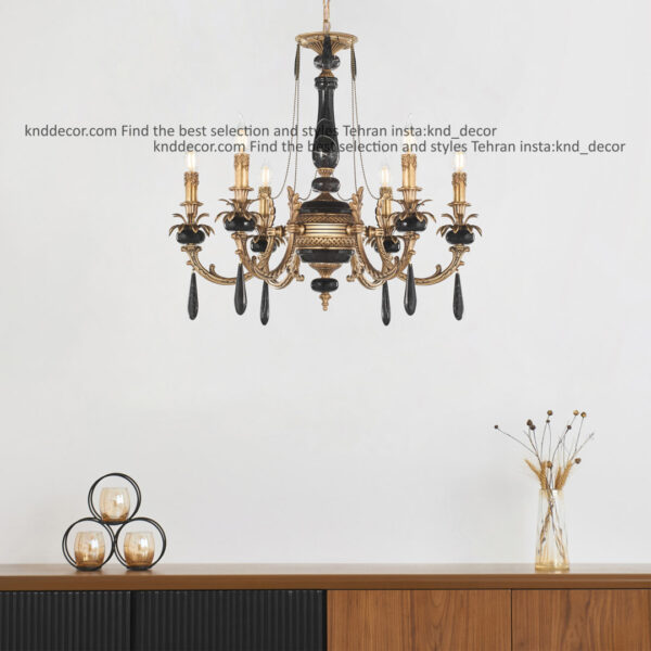 لوستر جار آنتيك سنگ مشكي زنبق غنچه آويز سنگ 6