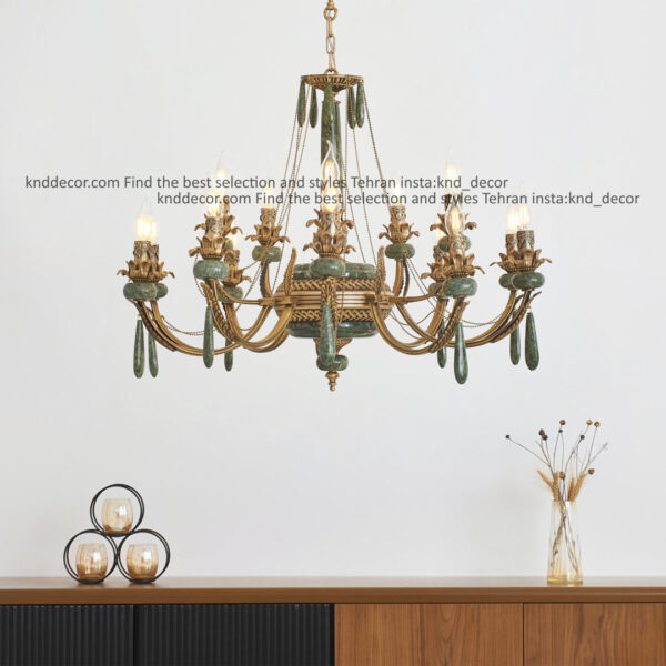 لوستر مارال تك و دوبل آنتيك سنگ سبز آويز سنگ 10 ستون سنگ