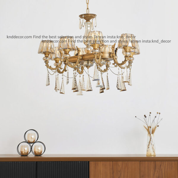 لاينر جار آنتيك كريستال با كلاهك كريستال آويز بادامي عرض 15*50 سانت 8