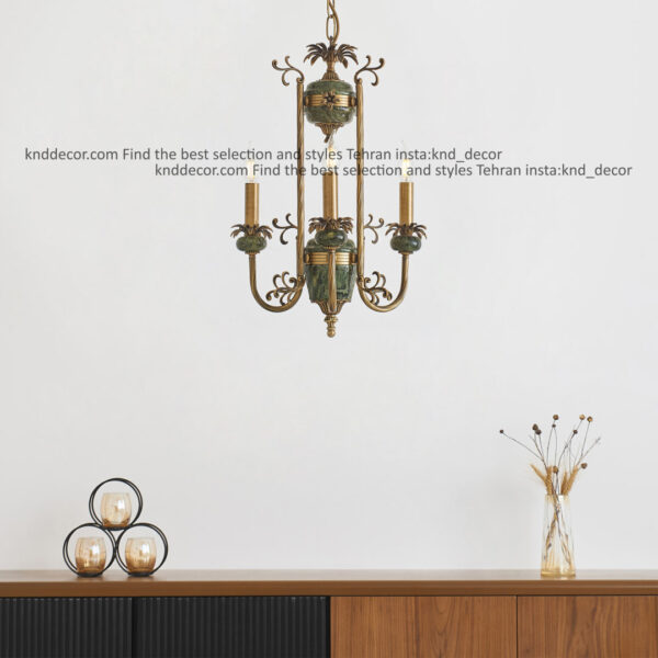 لوستر - فانوسي ويولت - سنگ سبز - آنتيك - 3+1