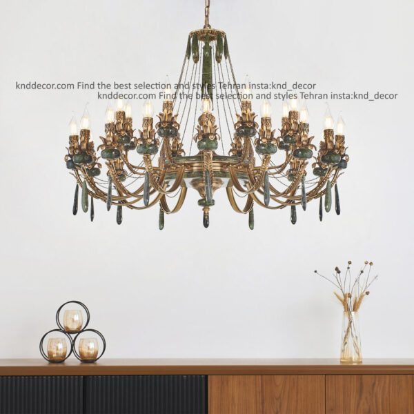 لوستر مارال تك و دوبل آنتيك سنگ سبز آويز سنگ 16 ستون سنگ