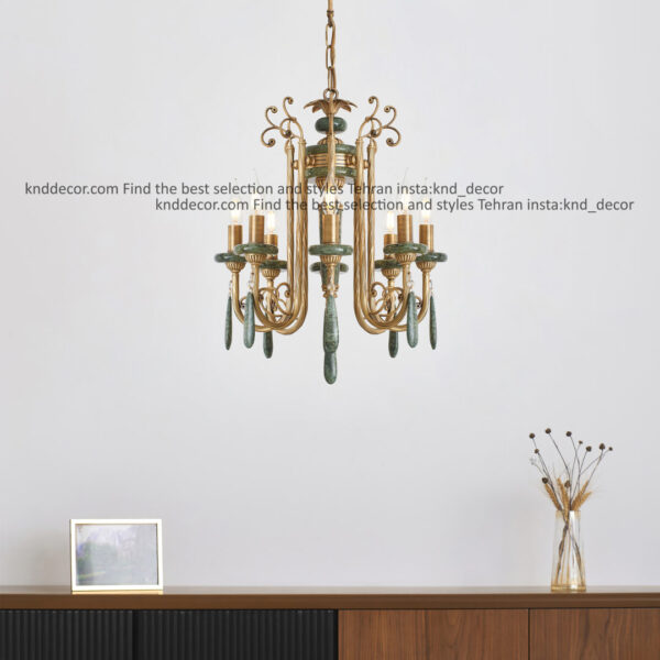 لوستر رسپينا سنگ سبز آويز سنگ آنتيك 8