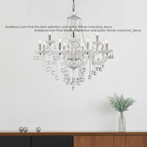 لوستر والتر سفيد 32 سانت 3 جفت و هندلي 12 شاخه 2P