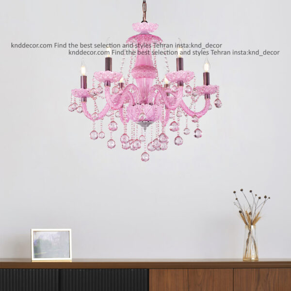 لوستر والتر صورتي 25 سانت 2 جفت 6 شاخه 2P