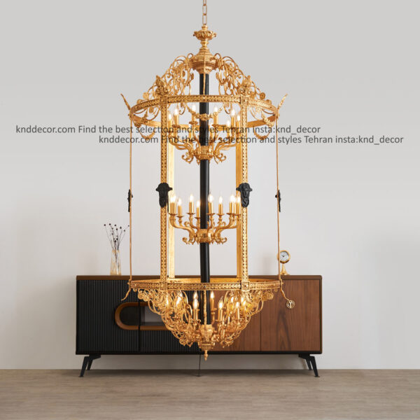 لوستر كلاسيک فانوسی 32 شاخه طلايی