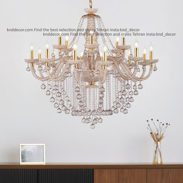 لوستر والتر شامپايني 40 سانت 5 جفت و هندلي 18 شاخه 2P