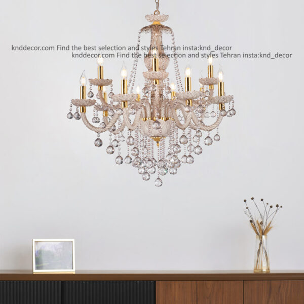 لوستر والتر شامپايني 32 سانت 3 جفت و هندلي 12 شاخه 2P