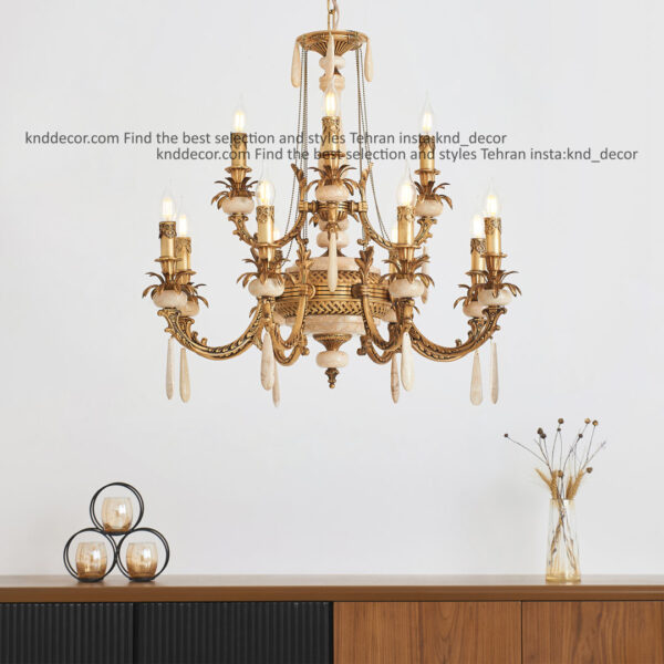 لوستر جار آنتيك سنگ كرم زنبق غنچه آويز سنگ 12