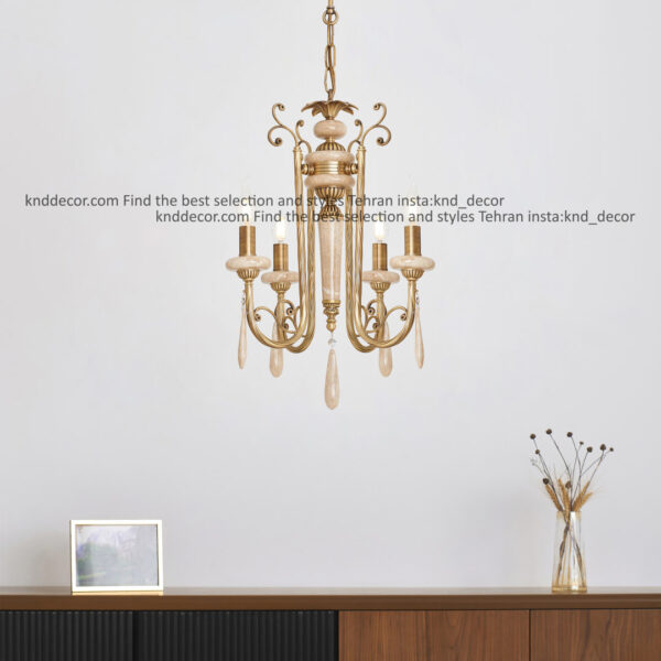 لوستر رسپينا سنگ كرم آويز سنگ آنتيك 4